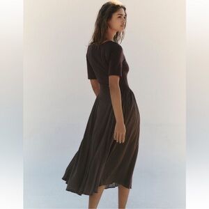 Talia midi dress Free People Brown Fit and Flare Dress with Sweetheart Neckline